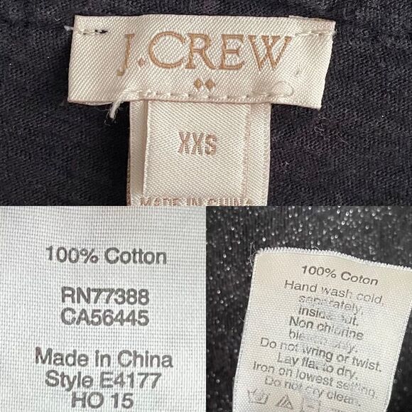 J. CREW Scoop Neck Short Sleeve T-Shirt Blouse Top Black Metallic Shimmer XXS - Picture 4 of 5